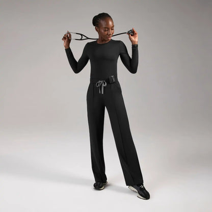 Piedra High-Rise Straight-Leg Scrub Pant