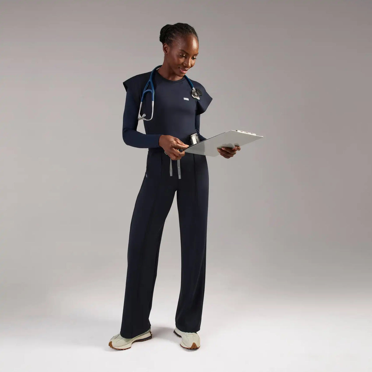 Piedra High-Rise Straight-Leg Scrub Pant