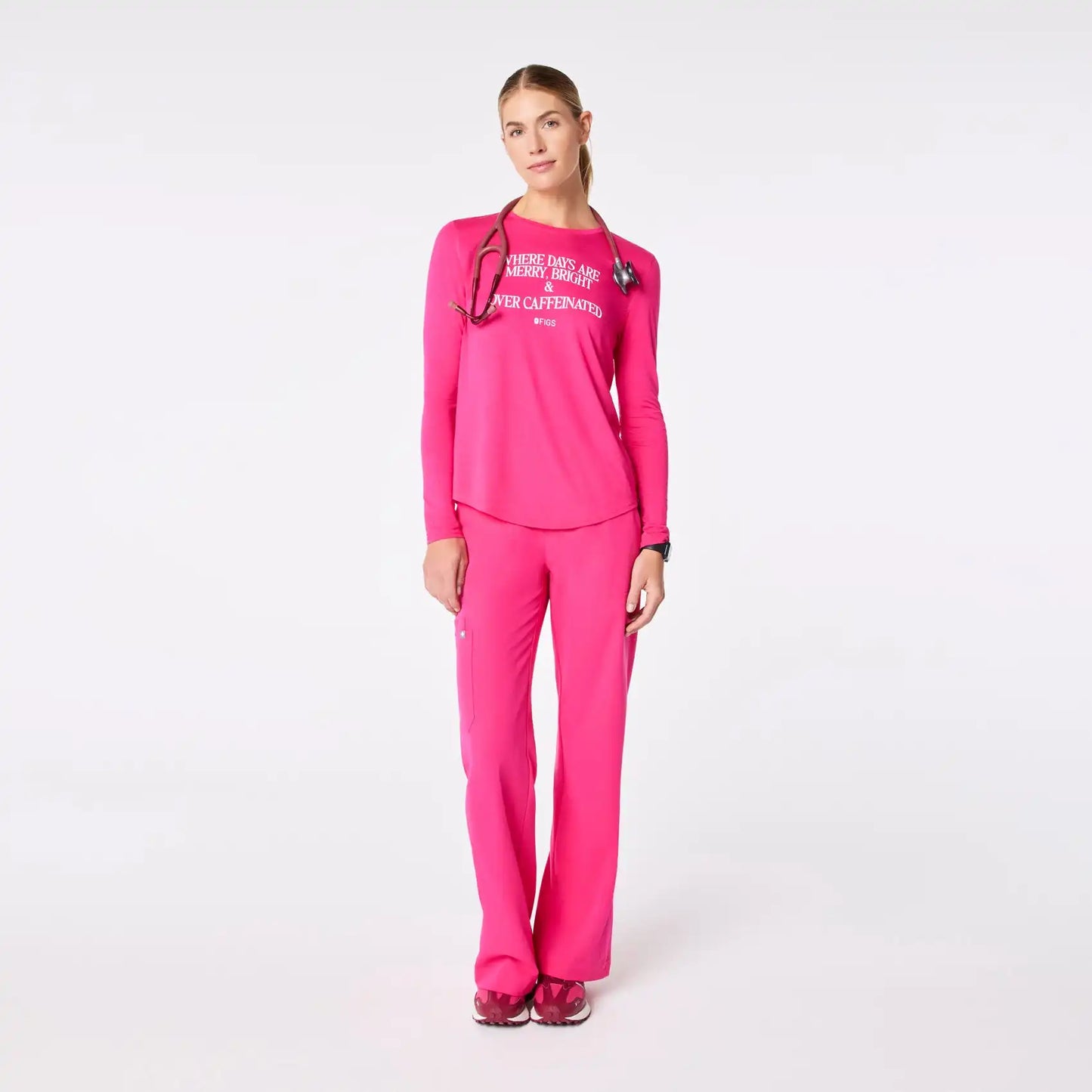 Where Days Are Merry, Bright and Overcaffeinated Long-Sleeve Underscrub