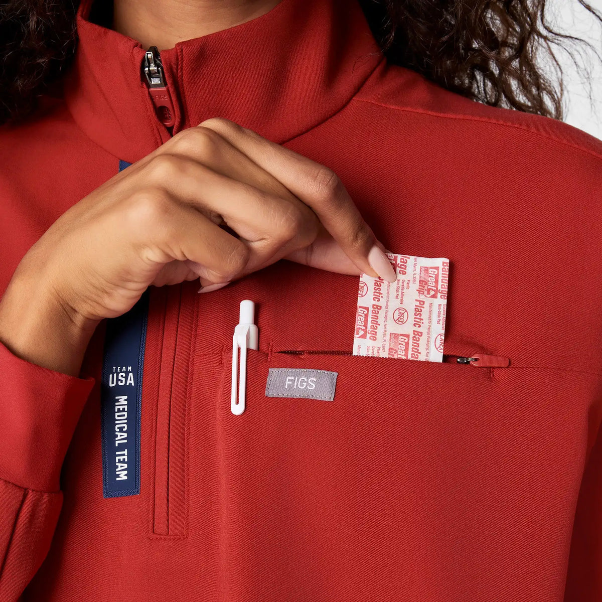 FIGS x Team USA Mock-Neck Scrub Top