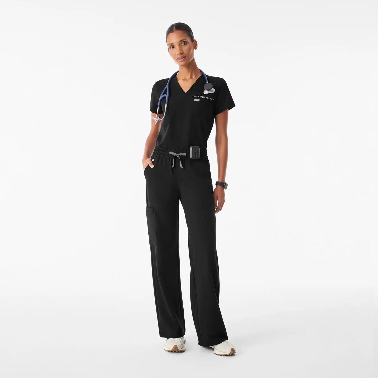 Isabel Ruched Wide-Leg Scrub Pant
