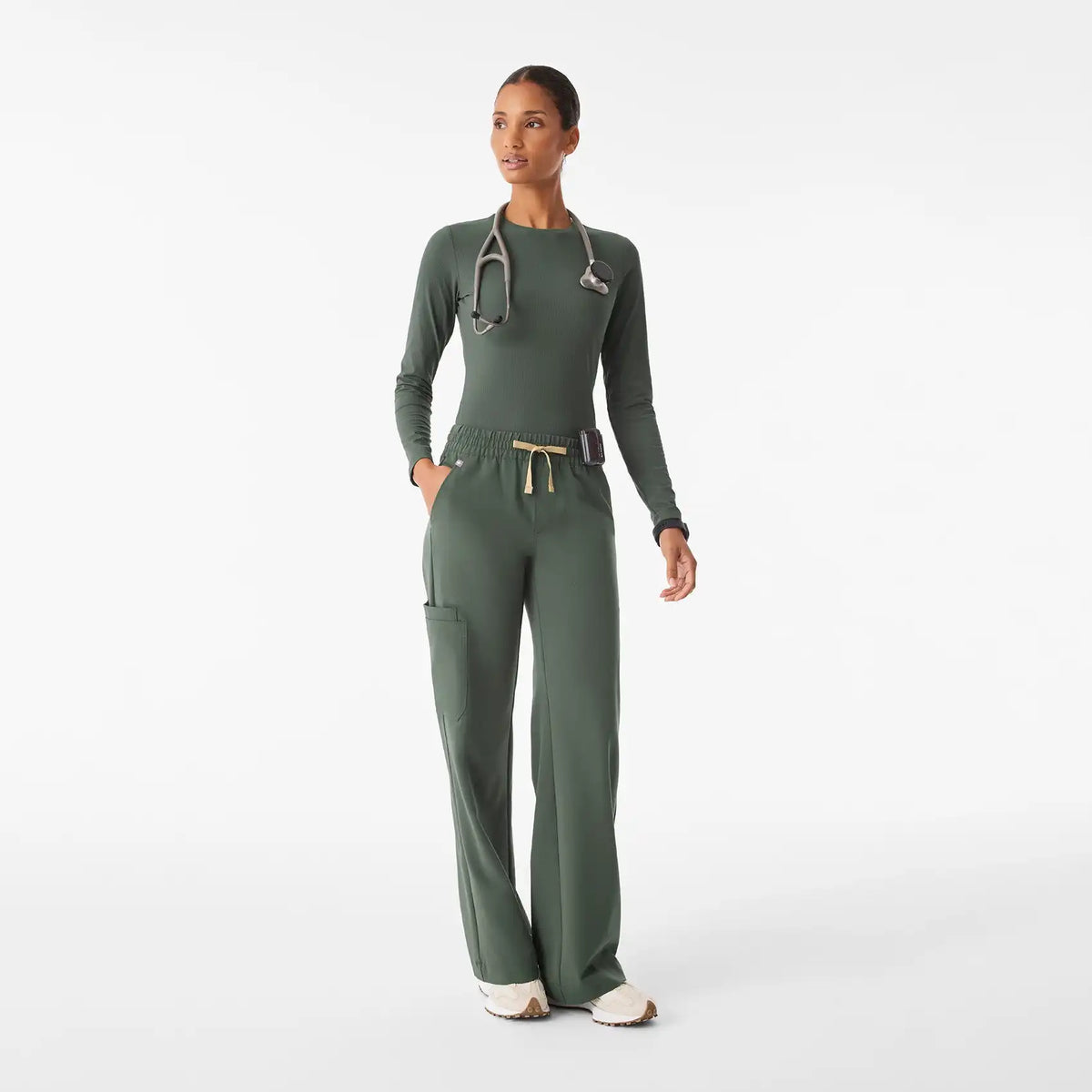 Isabel Ruched Wide-Leg Scrub Pant